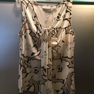 Blouse white-with Black and Tan flowers
